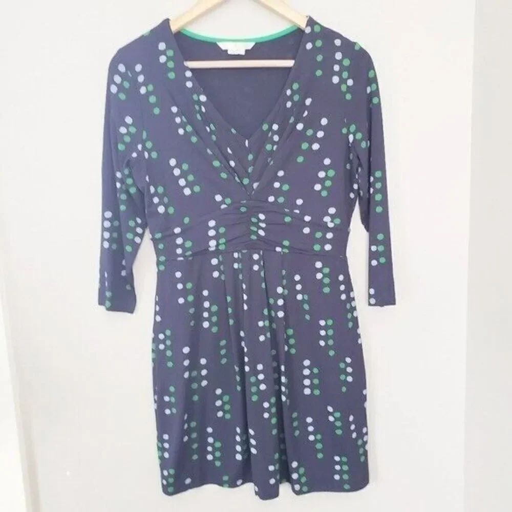 Boden Navy Blue Polka Dot Dress Petite 8